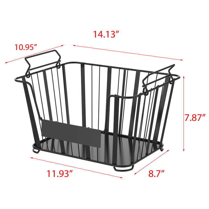 Oceanstar 3-Tier Metal Wire Storage Basket Stand with Removable Baskets – Black