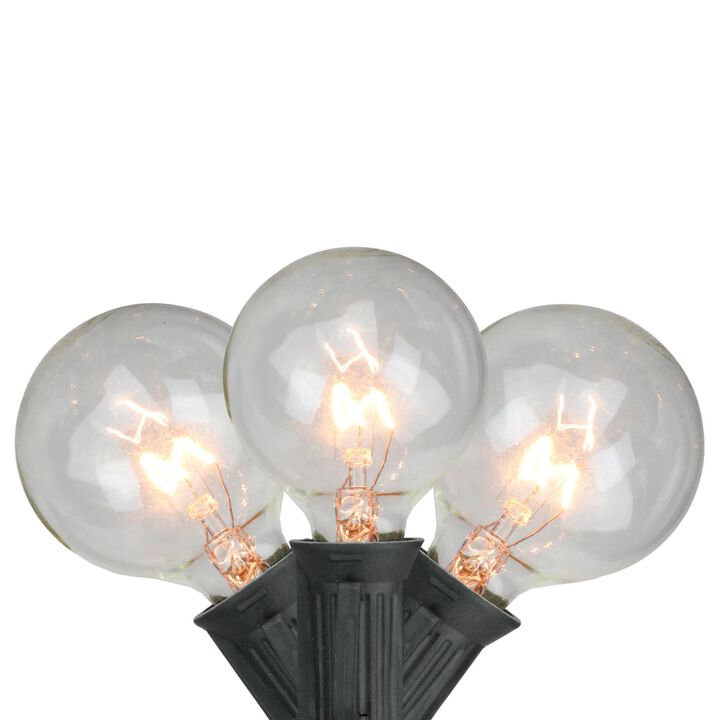 10-Count Clear G50 Globe Christmas Light Set  9ft Black Wire