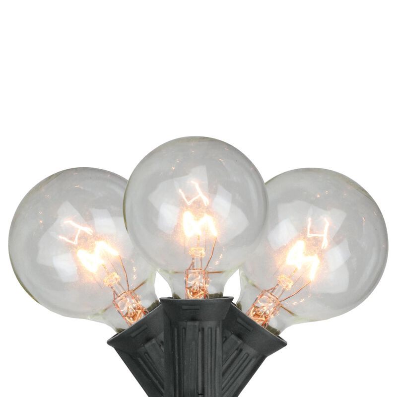 10-Count Clear G50 Globe Christmas Light Set  9ft Black Wire