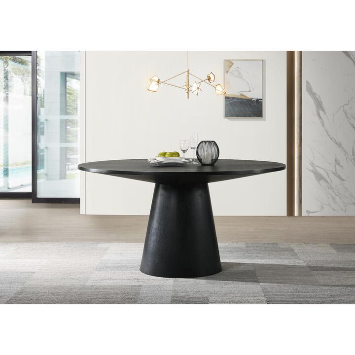 Lilola Home Jasper Ebony Black 47 Wide Contemporary Round Dining Table