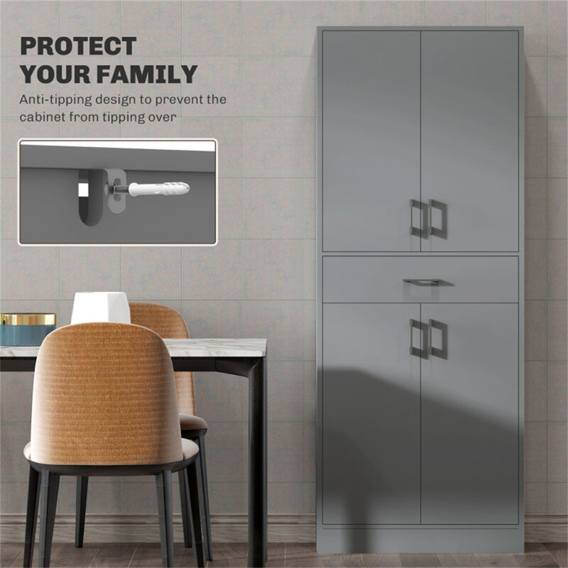Freestanding Kitchen Cabinet, Storage Cupboard with Doors and Shelves