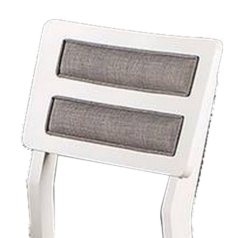Kya 21 Inch 2 Tone Dining Chair, Ladder Back, Gray Seat, Set of 2, White-Benzara
