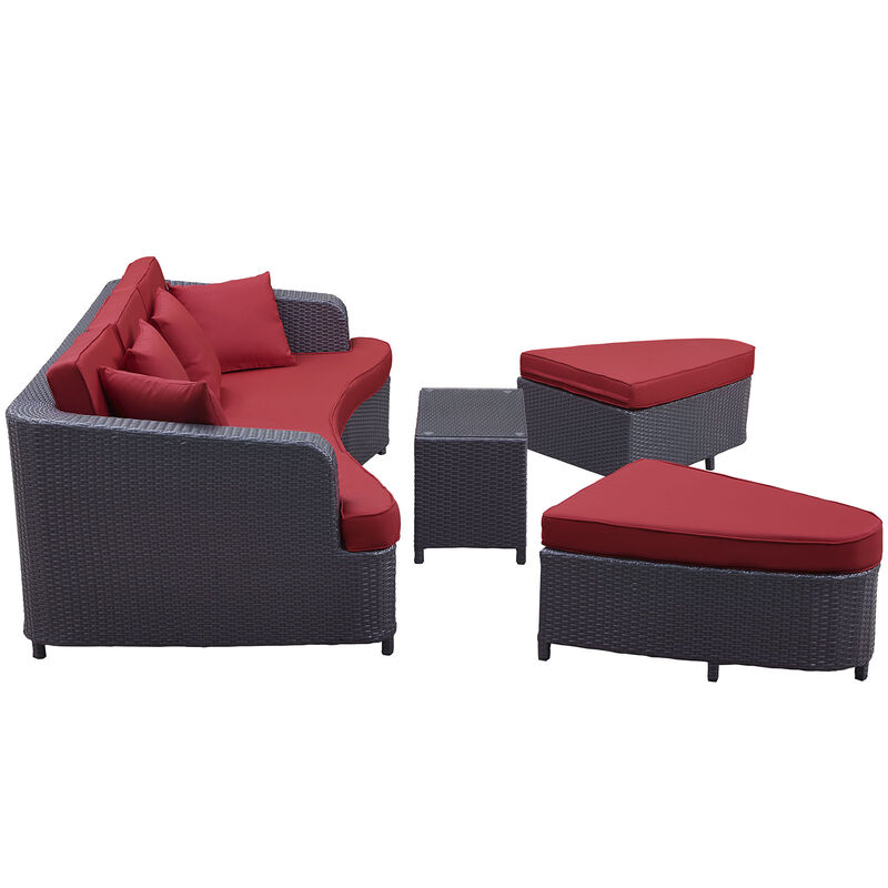 Modway - Monterey 4 Piece Outdoor Patio Sofa Set Brown Red