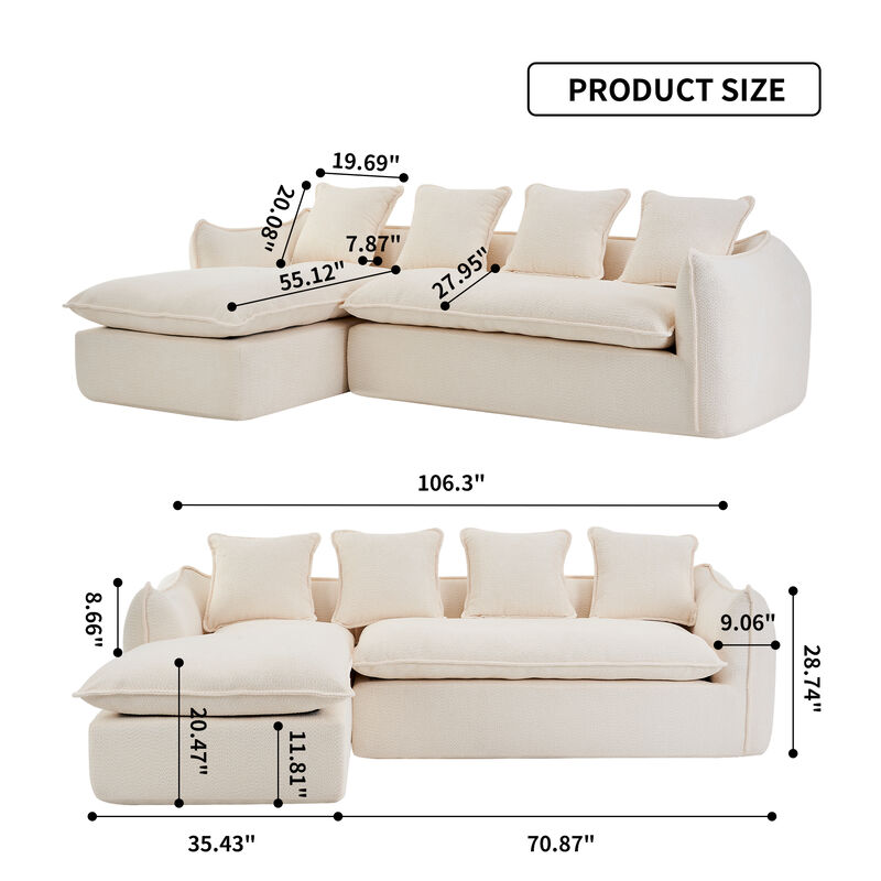 Merax 3-Seater Comfy L-Shape Sofa Couch with Chaise