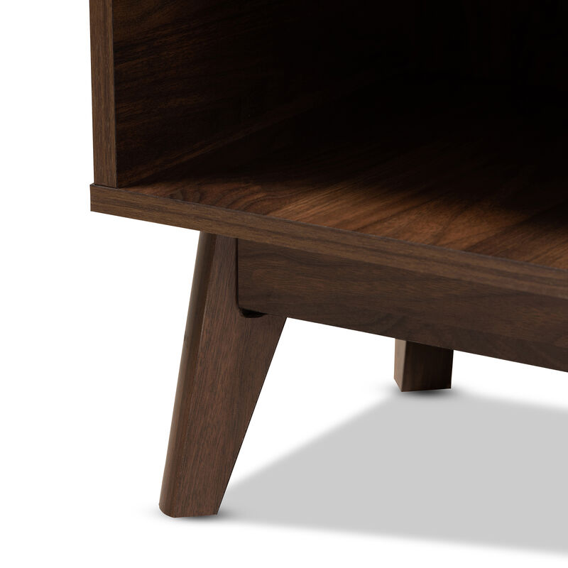 Baxton Studio Lena Mid Century Walnut Brown Finished 5 Shelf Wood Entryway Shoe Cabinet