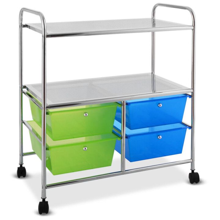 Hivvago 4 Drawers Shelves Rolling Storage Cart Rack
