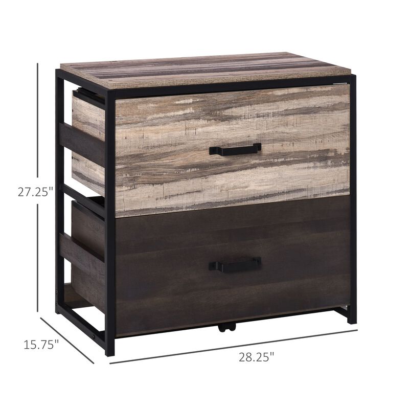 Brown/Black File Storage: 2-Drawer Office Cabinet with Adjustable Bars