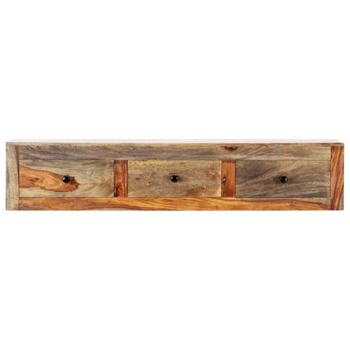 vidaXL Wall Console Table 39.3"x9.8"x7.8" Solid Sheesham Wood