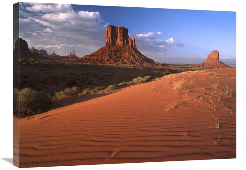 Sand dunes and the Mittens, Monument Valley Navajo Tribal Park, Arizona-Canvas Art-32x24