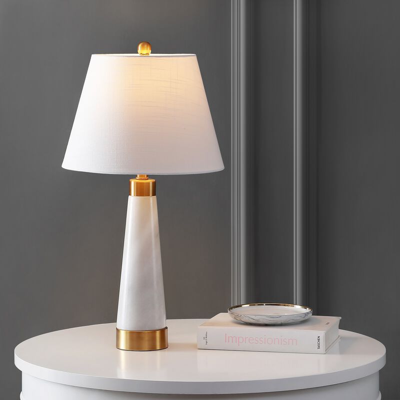 Travis Marble/Iron Gold Modern Column LED Table Lamp
