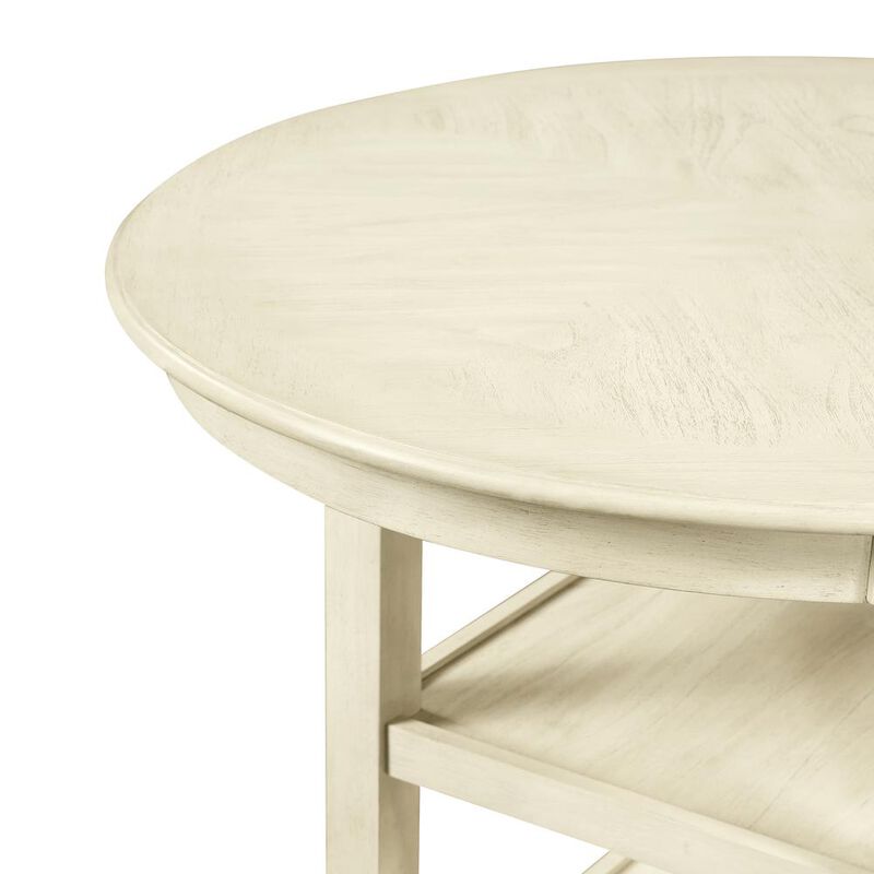New Classic Furniture Amy 5-Piece Wood Round Counter Set with 4 Chairs in Bisque Beige