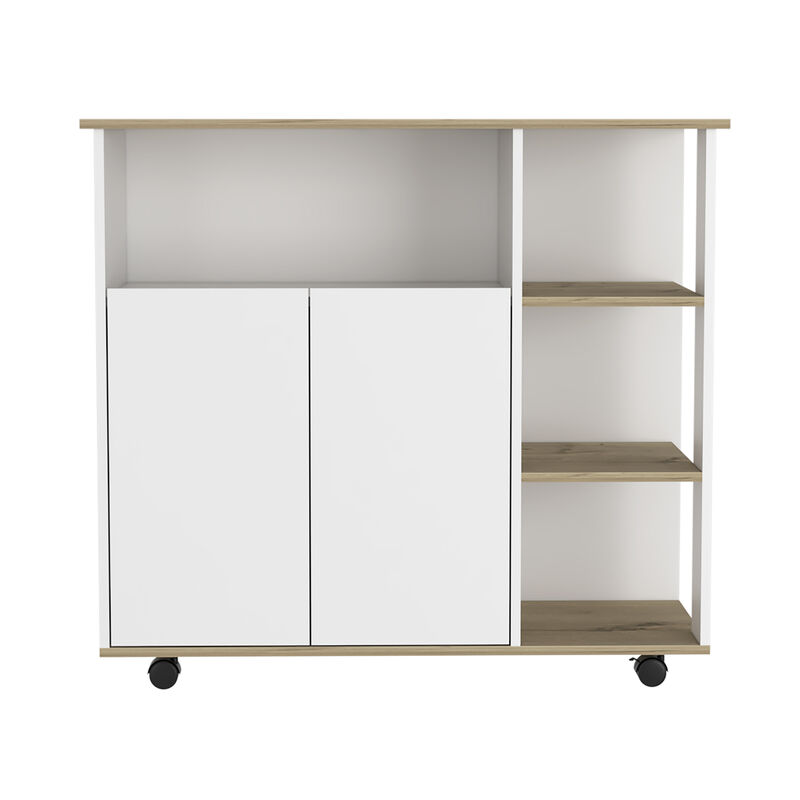 Streamdale Benton 4-Shelf Kitchen Island Light Oak And White