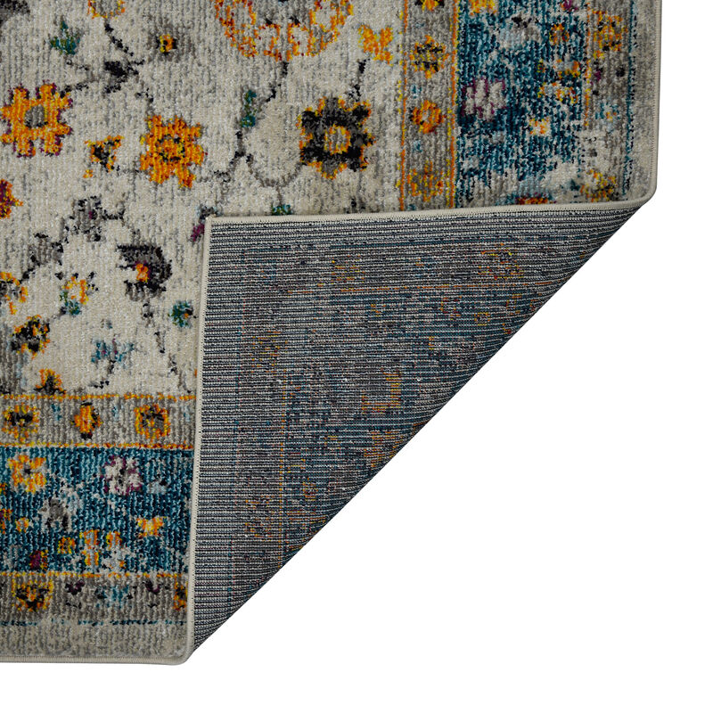 Montana Filomina Blue/Orange Polypropylene Area Rug 7'10"x10'10"