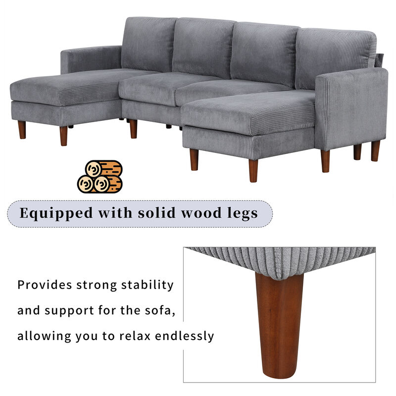 Merax Corduroy Fabric U-shaped Sofa Couch