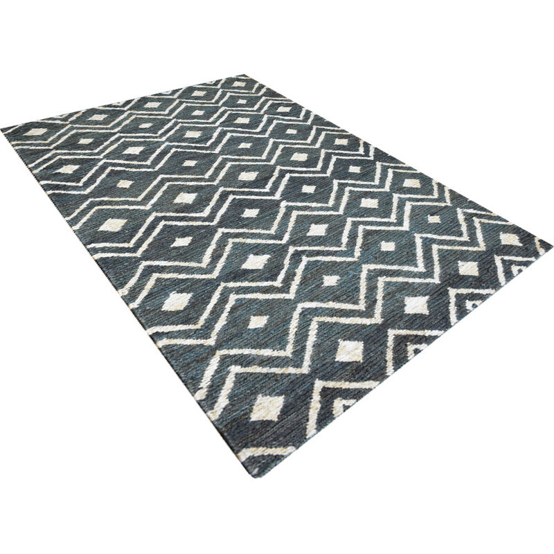 HAND KNOTTED SUMAK JUTE ECO-FRIENDLY Contemporary AREA RUGS  - 4'x6', Rectangle Shape, Green Beige Color, Contemporary, High Pile, Natural Fiber, Outdoor Indoor Handmade Area Rugs (J00078)