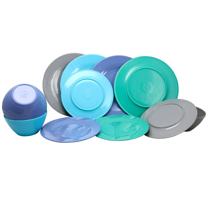 Gibson Home Brist 12 Piece Dinnerware Set in 4 Assorted Colors