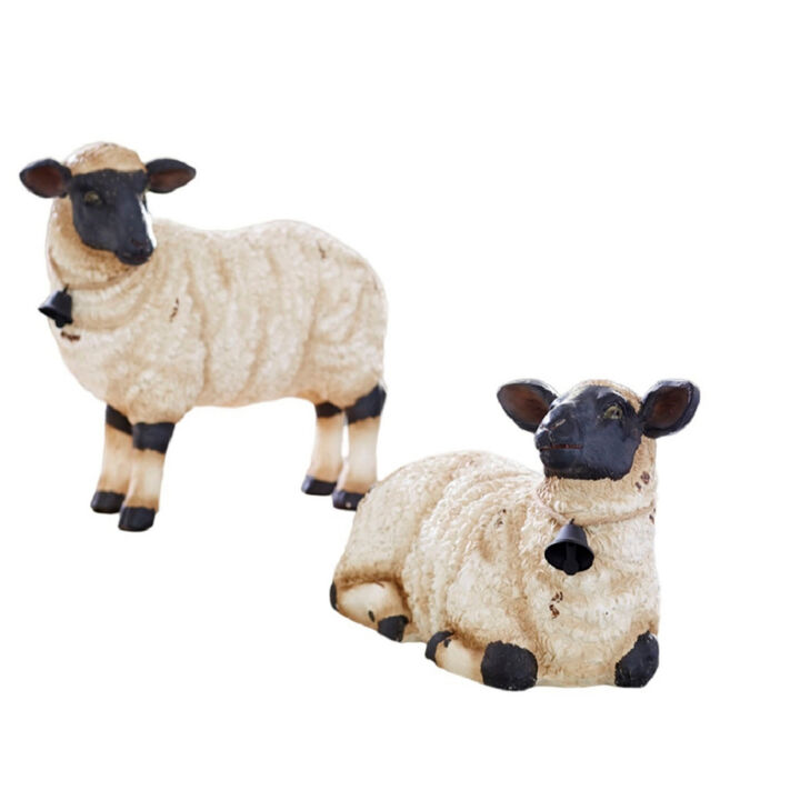 Sheep Set of 2 in Polyresin for Rustic Home and Farmhouse Decor