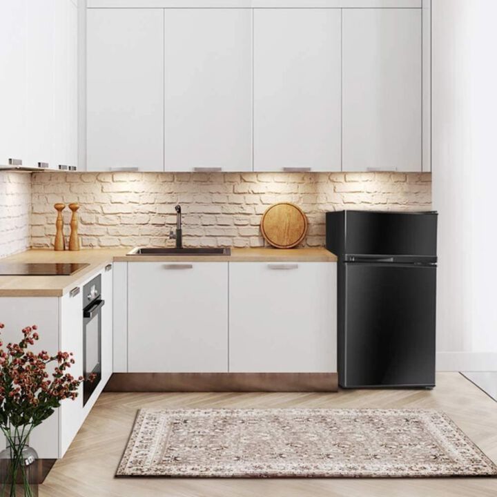 Costway 2 Doors Cold-rolled Sheet Compact Refrigerator