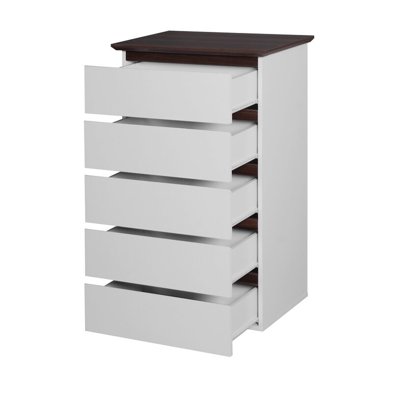 Mid-Century Modern 5-Drawer Dresser Stylish Storage Cabinet for Bedroom & Closet