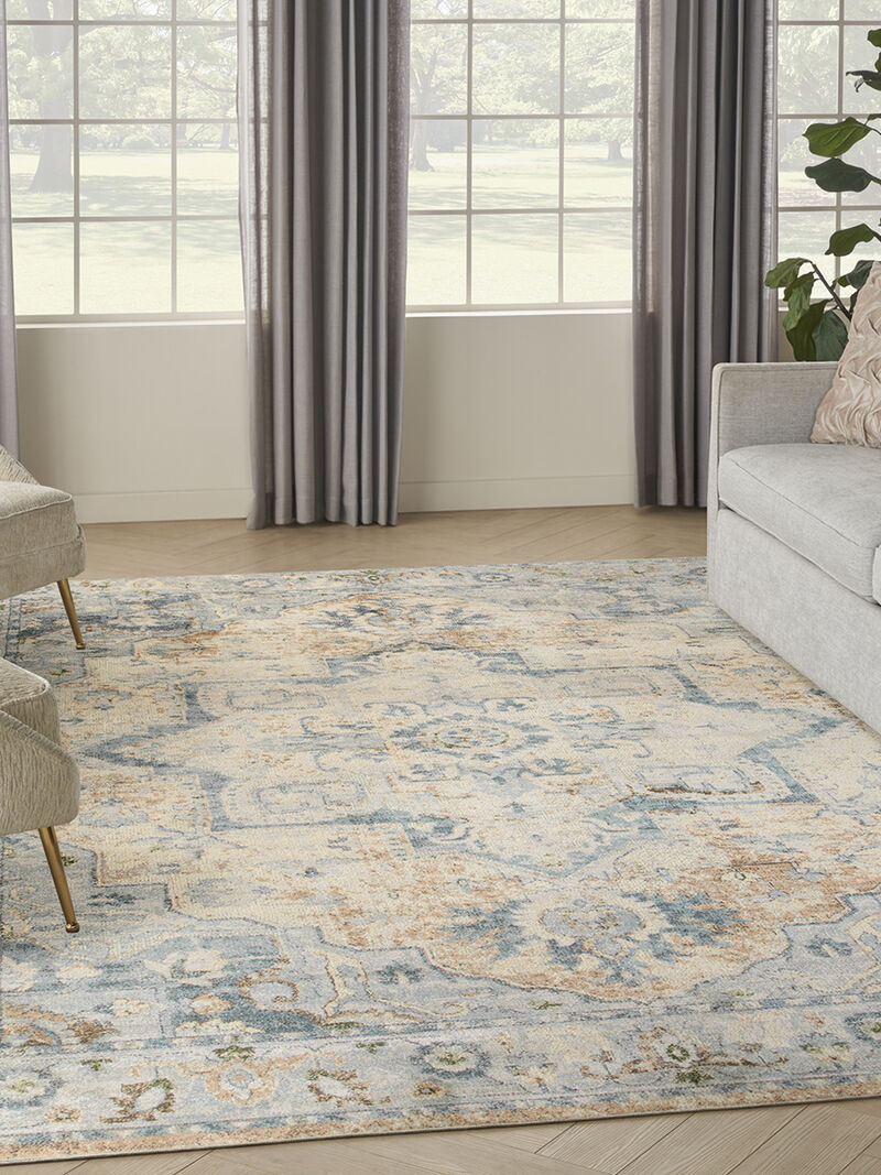 Astra Machine Washable ASW12 Beige/Blue 7'10" x 10' Rug