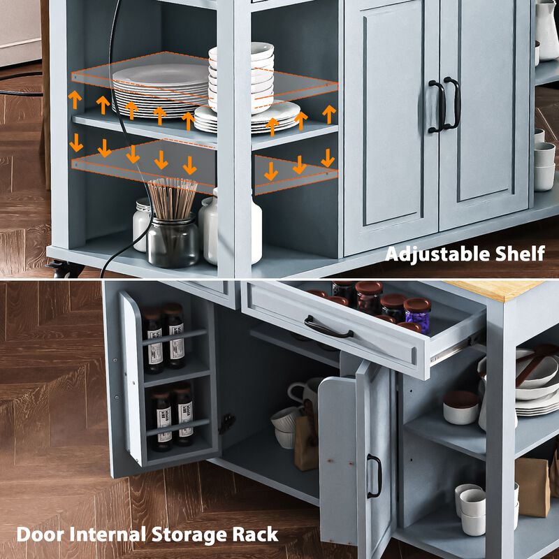 Merax Kitchen Island with Extendable Dining Table