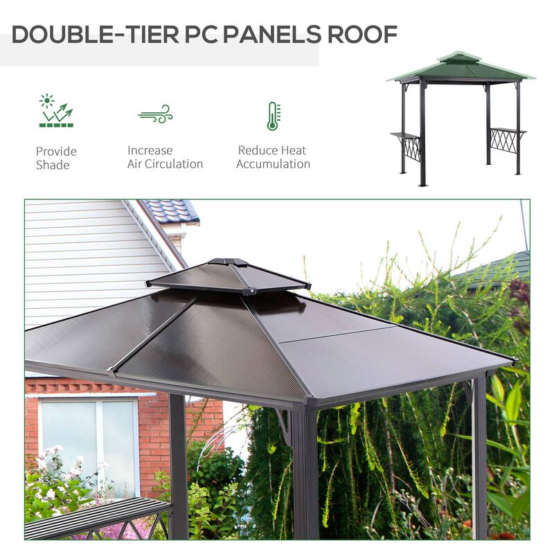 Black Coffee BBQ Haven: 8.3ft Patio Canopy Gazebo with Utensil Hooks