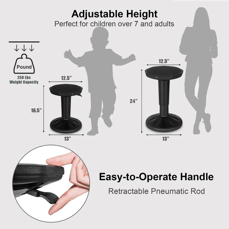 Costway Wobble Chair Height Adjustable Active Learning Stool Sitting Home Office Black