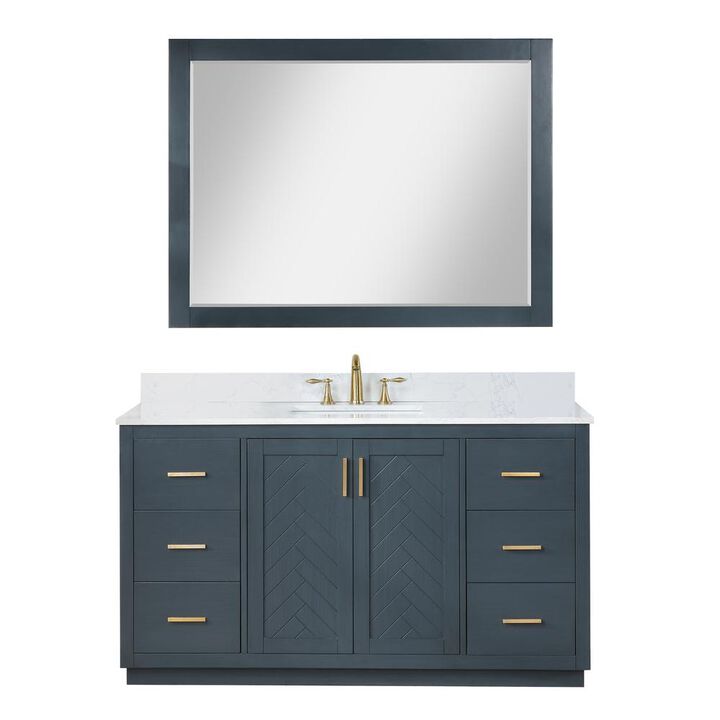 Altair 60 Single Bathroom Vanity Set in Classic Blue with Mirror
