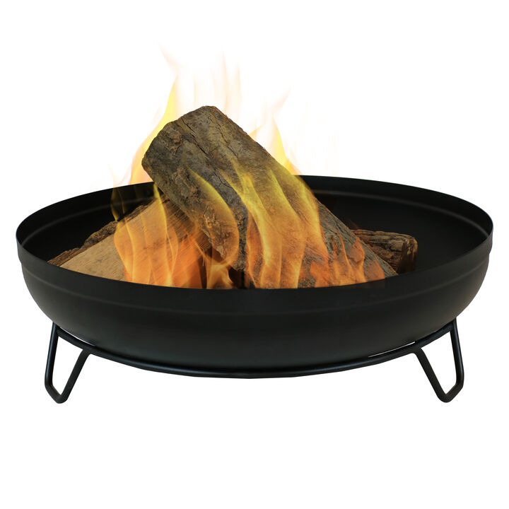 Sunnydaze 23 in Steel Wood-Burning Fire Pit Bowl with Stand - Black