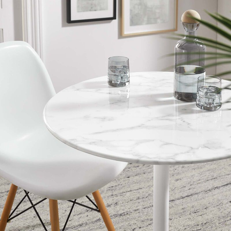 Modway - Lippa 28" Round Artificial Marble Dining Table White