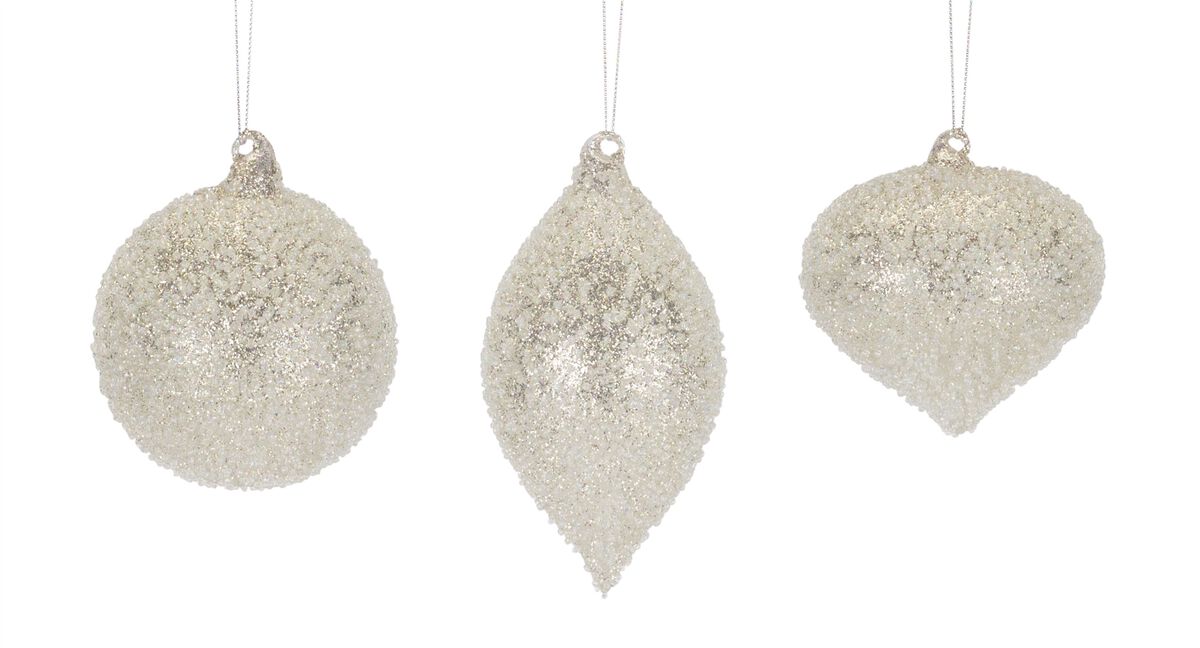 Ornament (Set of 6) 4.25"H, 5"H, 6.5"H Glass