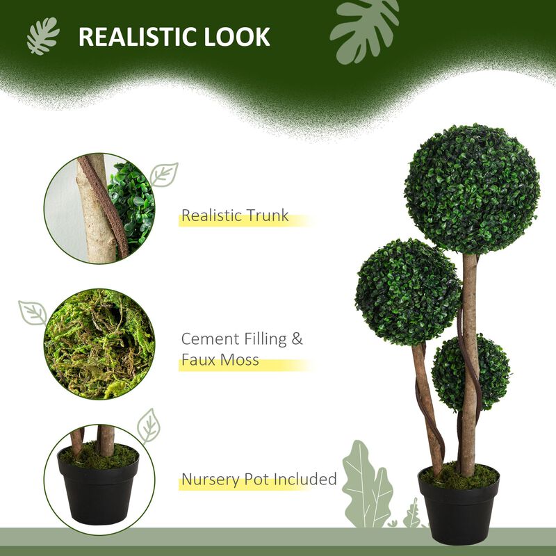 Artificial Home Decor: 3ft Boxwood Topiary Tree in Pot for Indoor/Outdoor