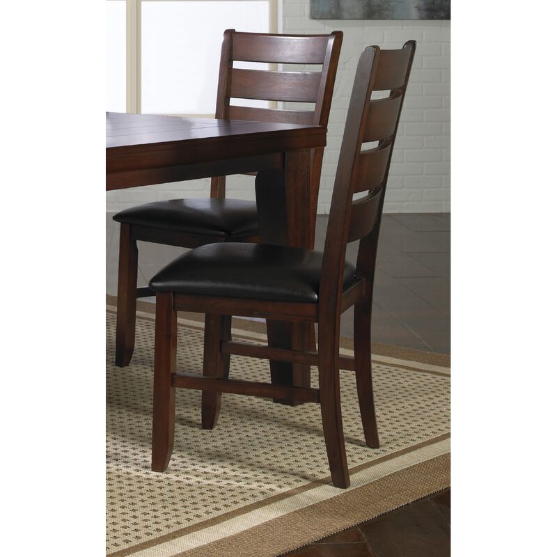 Contemporary Dining Chairs Set of 2  Solid Wood Faux Leather Cushion Side Chairs Kitchen Dining Room Furniture