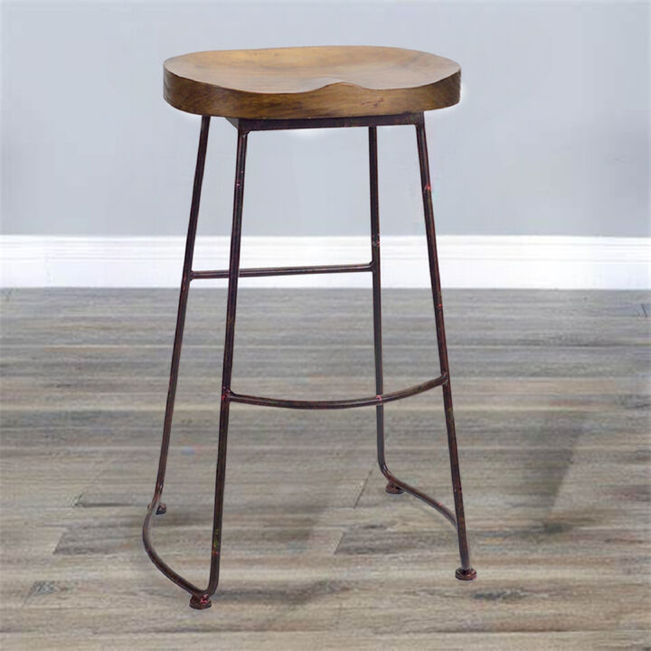 Industrial Wood Bucket Seat Stool - Stylish and Durable Seating for Home or Bar
