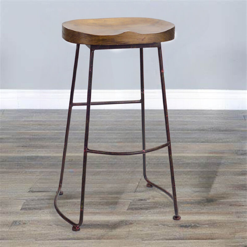 Industrial Wood Bucket Seat Stool - Stylish and Durable Seating for Home or Bar