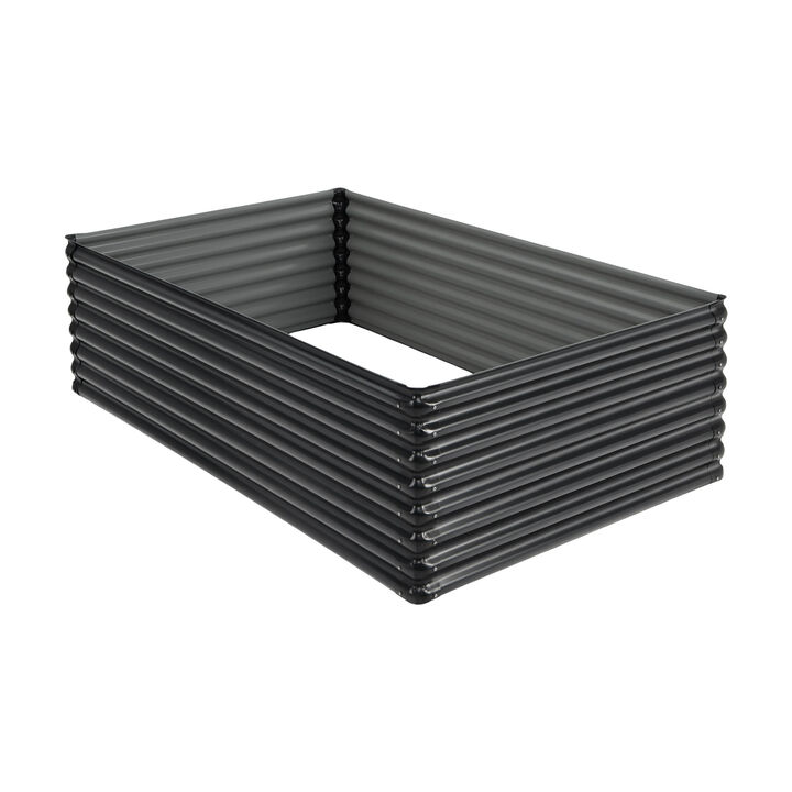 71 Inch Galvanized Metal Raised Garden Bed for Garden Backyard-Dark Grey