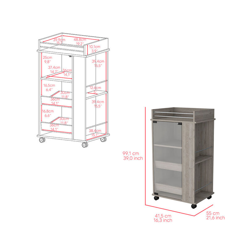 Bar Cart Beaver, Living Room, Light Gray