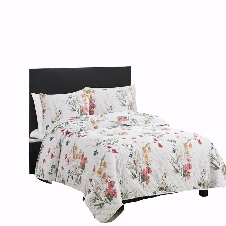 RT Designers Collection Melrose Prato 3-Pieces Elegant Stitched Quilt Set OB Queen Multicolor