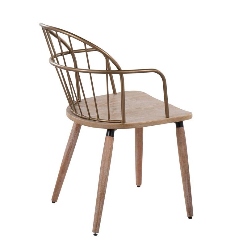 LumiSource Antique Copper Metal, White Washed Wood Riley Chair