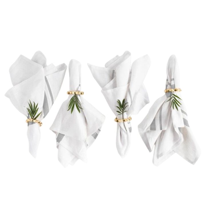 Solino Home 100% Pure Linen Cloth Napkins 20 x 20 Inch Set of 4 | French Stripe Dinner Napkins