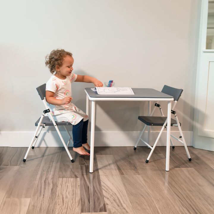 COSCO Kid's 3-Piece Activity Set with Folding Chairs, White