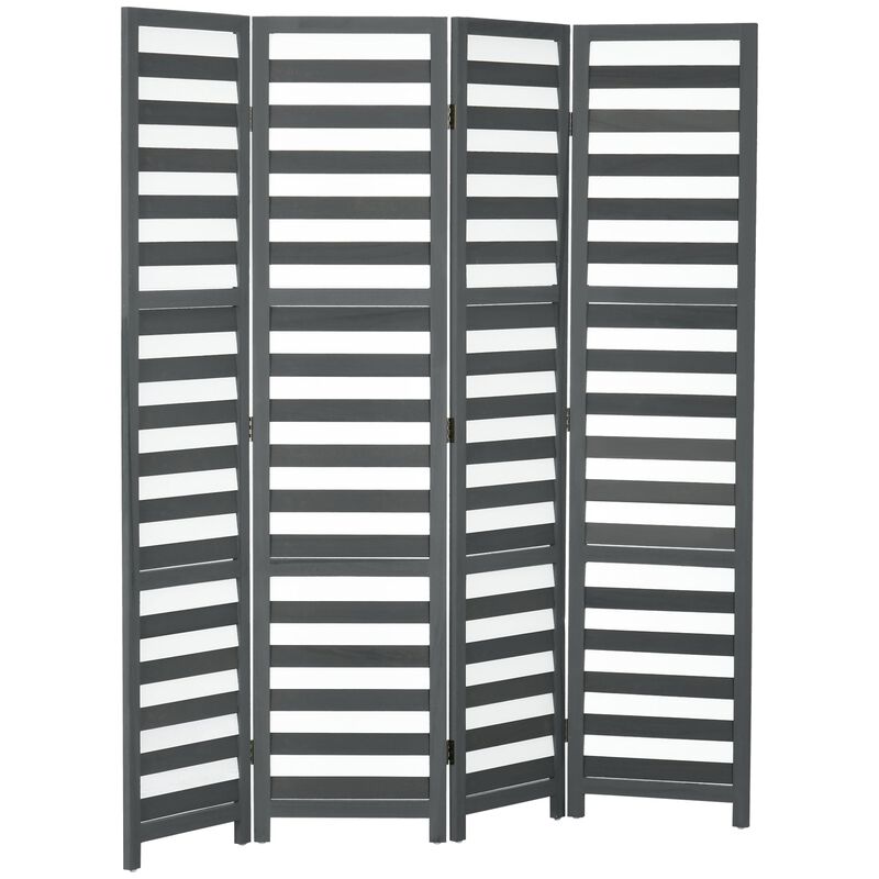 White/Grey Room Divider: 5' Foldable Screen for Bedroom & Office