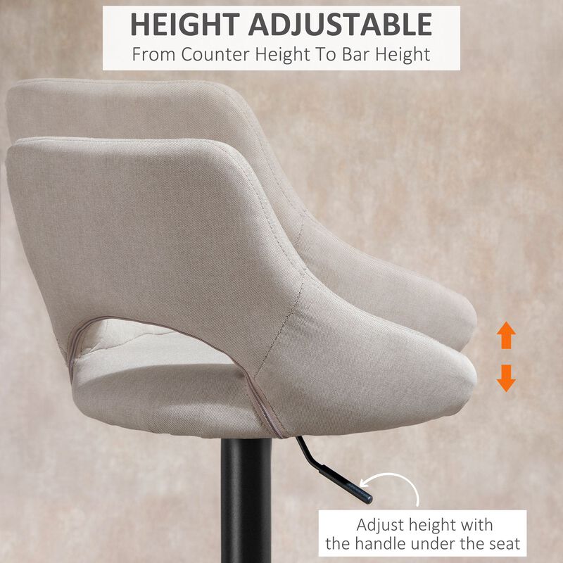 Cream White Perches: Set of 2 Adjustable Swivel Bar Stools