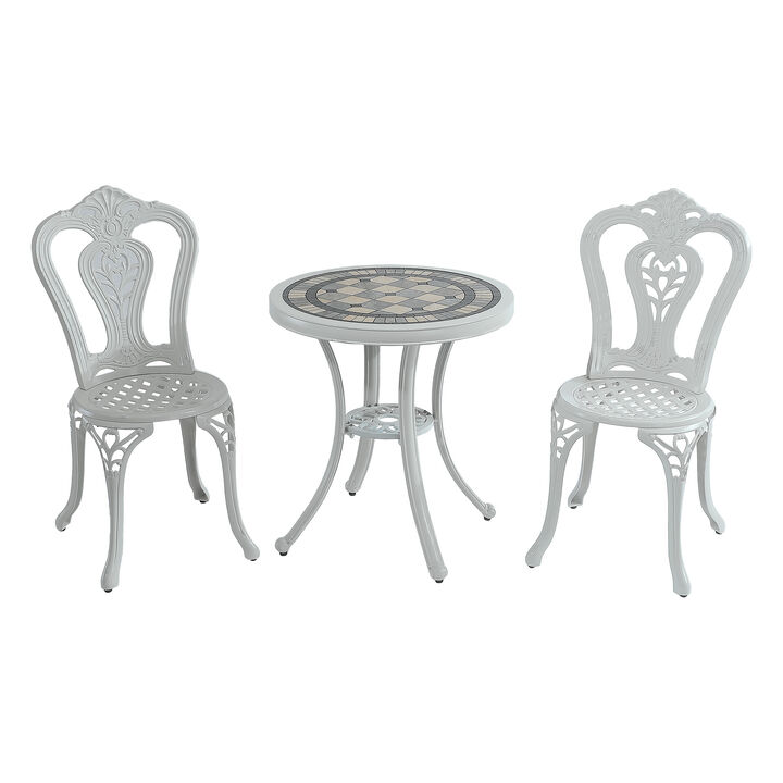 MONDAWE Patio Cast Aluminum Bistro 3-Piece Dining Set, Round Table and 2 Piece Outdoor Chair� Indoor & Outdoor Chic Furniture