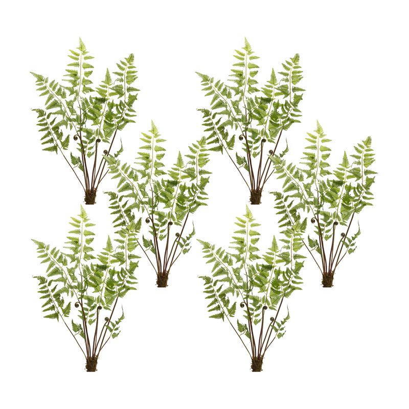 Variegated Fern Bundle with Sprout Accents for Lush Home Décor and Floral Arrangements (Set of 6)