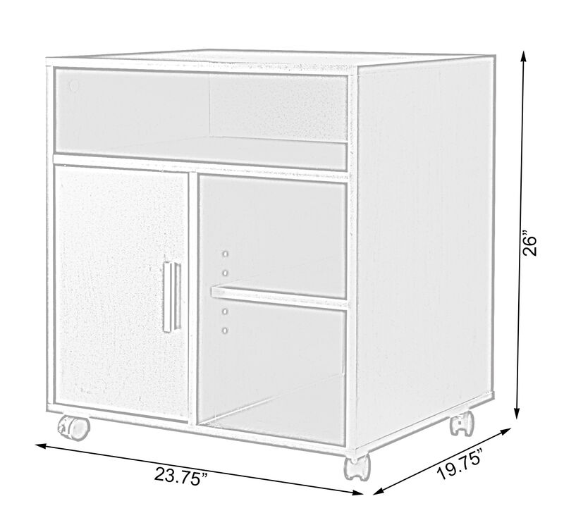 Printer Kitchen Office Storage Stand With Casters, White