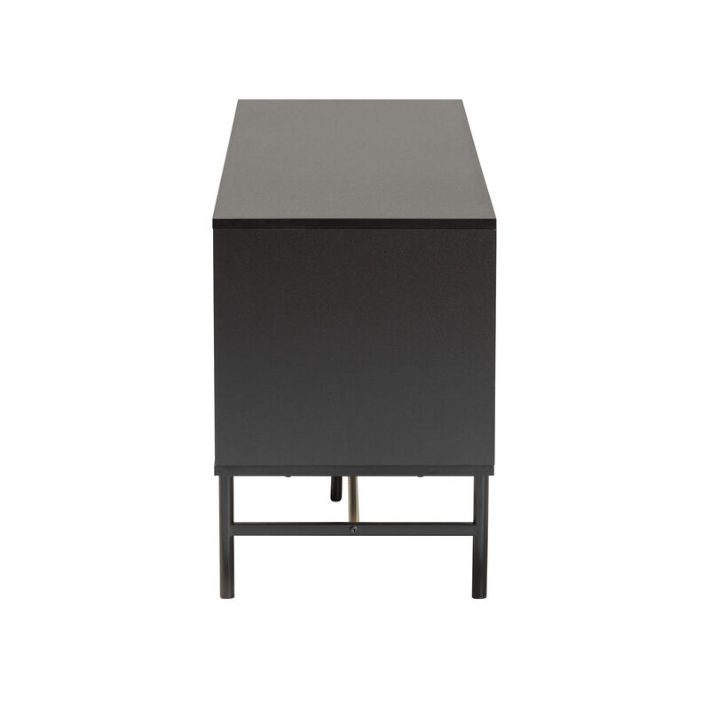 Baxton Studio Truett Dark Brown Finished Wood and Two-Tone Black and Gold Metal TV Stand