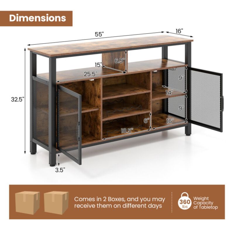 Hivvago 55-Inch Buffet Sideboard with 8-Bottle Wine Racks and Wine Glass Holders