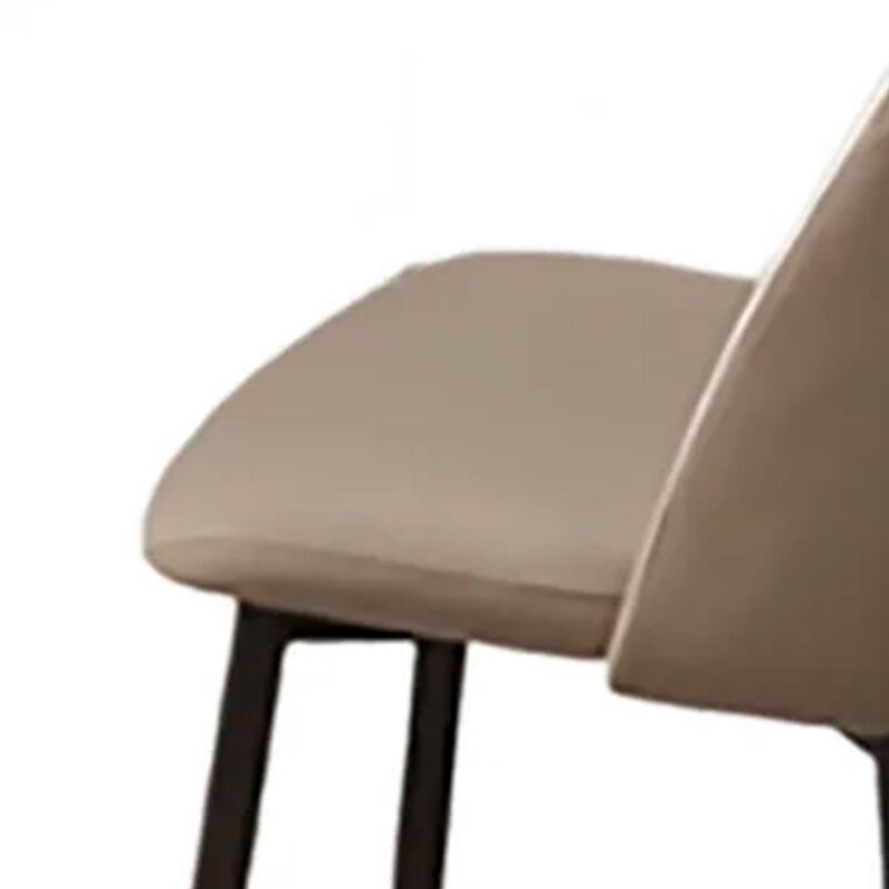 Hem 22 Inch Dining Chair Set of 2, Beige Faux Leather, Armless Open Back - Benzara