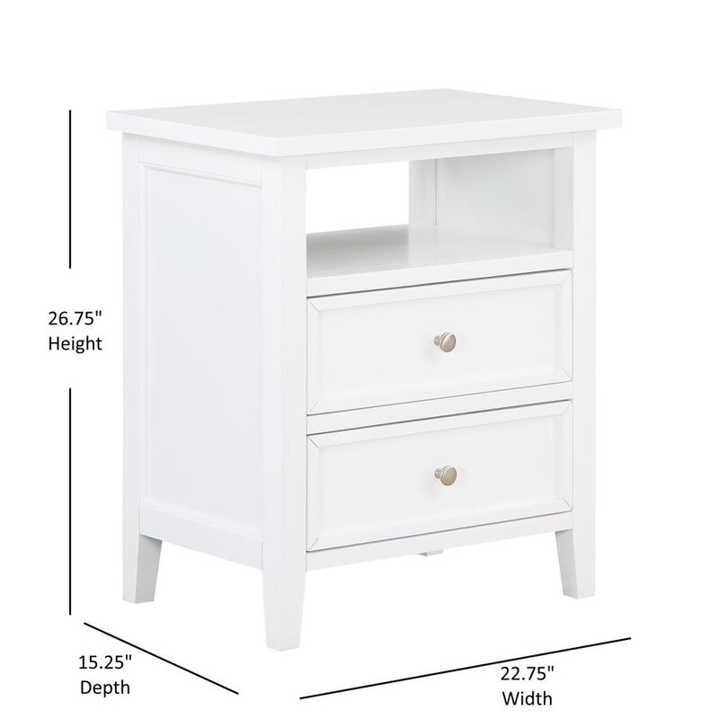 Comfort Pointe Walker White 2 Drawer Nightstand